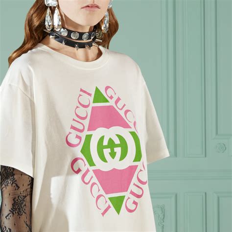 retro t-shirt con stampa logo vintage gucci|Gucci vintage logo print T.